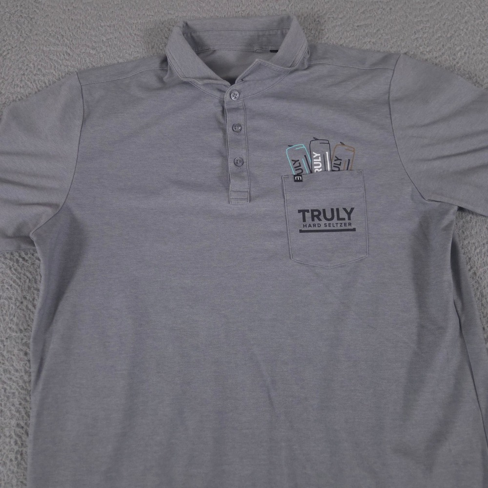 Travis Mathew Polo Shirt Mens L Side Bet Golf Truly Seltzer Pima Cotton Blend